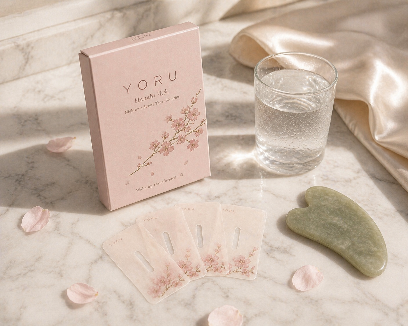 YORU Hanabi nighttime beauty tape lifestyle flatlay